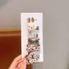 Tecido cor de café desenho animado presilha de cabelo infantil laço xadrez pérola presilha de tecido totalmente revestida presilha para franja de bebê sem danificar