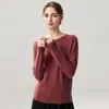 Nueva colección de otoño e invierno: Prenda interior de punto de cachemira moderna, suave y cómoda, color liso, cuello redondo simple, mangas largas y amigable con la piel para mujer