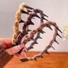 Diadema de Felpa de Leopardo de Alta Gama con Sentido Coreano para Mujer Otoño e Invierno Textura Esponjosa Parte Superior Craneal Alta Lavado de Cara Presión Diadema para el Cabello Adorno para la Cabeza