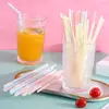 Popotes transparentes de colores doblados para uso doméstico, adecuados para leche de soya y bebidas de cola