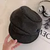 Boina retrô plissada com botão de laço estilo japonês para mulheres, look outono de alta qualidade, faz o rosto parecer menor, chapéu boina liso versátil
