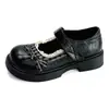 Zapatos Mary Jane de Encaje Patchwork con Lazo para Mujer Estilo Lindo Tela a Cuadros 2026 Otoño Nuevos Zapatos Pequeños de Cuero Estilo Universitario