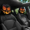 Funda de Reposacabezas para Coche con Estampado de Calavera Negra de Comercio Exterior Transfronterizo, Estilo Elástico Universal, Funda de Reposacabezas para Coche Original y Divertida