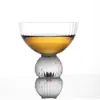 Copa de vino de cristal vintage con rayas verticales, copa de vino de tallo alto, vaso para bebidas frías y postres, copa de vino de frutas de tallo corto estilo ins, vaso de agua