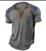 2026 Verano Transfronterizo Nuevo Camiseta de Manga Corta para Hombre con Estampado Digital 3D de Siete Botones Moda Tendencia Retro