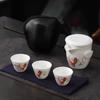 Juego de té de kung fu de viaje de cerámica de jade con grasa de oveja, tetera de porcelana blanca, cuatro tazas, regalo para un compañero de negocios, logotipo