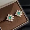 Pendientes de Zirconia Coloridos Pesados Brillantes Artesanales Estilo Retro Artístico Elegantes para Cena Pendientes Vintage de Alta Gama