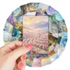 36 cartas/pacote, compra direta internacional, cartas com ilustrações de paisagens em pintura a óleo e campos de flores, cartões de presente florais frescos, marcadores de página para planner