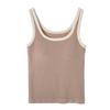 Baishuwang [Cella Asiática] Camisola Antibacterial de Alta Elasticidad Ropa Interior para Mujer con Almohadilla en el Pecho Top Delgado Dos en Uno