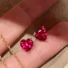 Pendientes Pequeños de Corazón Rojo de Plata de Ley S925 para Mujer, Estilo Vintage, Diseño de Nicho de Alta Gama, Populares en Xiaohongshu