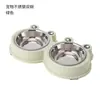 Cuenco de acero inoxidable antideslizante para mascotas Frog, cuenco de plástico de acero inoxidable dos en uno para perros, suministros para cuencos para mascotas