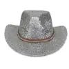 Chapéu de Cowboy Ocidental com Lantejoulas Novo Europeu e Americano Chapéu de Coco para Palco Festa Homens e Mulheres Aba Larga Chapéu de Jazz Dourado Prata Tendência
