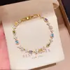 Pulsera de Hebilla Geométrica de Zirconia Chapada en Oro Real de 18k Pulsera de Lujo Ligero con Sentido de Gama Alta Pulsera de Nicho Pulsera Fresca Dulce