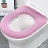 Cojín de inodoro de punto para el hogar, de invierno, de color sólido, lavable, venta al por mayor