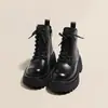 Botas Martin de Cuero Genuino con Suela Gruesa de 6 cm para Mujer, Estilo Británico, Nuevo Modelo Otoño e Invierno 2026, Que Aumentan la Altura, Forradas de Borrego, Botines Cálidos, Artículo de Venta Caliente