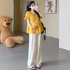 Conjunto de Maternidad 2026 Verano Nuevo Estilo Francés Dulce Cuello Redondo Manga Corta Camisa Babydoll y Pantalones de Pierna Recta para un Aspecto Adelgazante durante el Embarazo