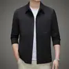 Chaqueta de Manga Larga de Moda para Hombre 2023 Primavera Nueva Cuello Polo Guapo Versátil Casual Holgada Coreana Color Sólido Chaqueta