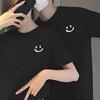 Camiseta de Verano Fresca de Seda de Hielo Estilo Hong Kong para Hombres y Mujeres Camiseta Versátil Sencilla Vestido de Pareja Hombres y Mujeres Mismo Mangas Cortas Tendencia