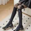 Medias de seda blancas y negras con lazo de cinta, medias finas para primavera y verano que combinan con todo, pantimedias Lolita con costuras, calcetines básicos