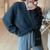 Suéter de Cor Sólida Elegante com Decote V Pulôver 2024 Outono e Inverno Nova Moda Mais Fácil de Combinar Top Casual Soltinho para Mulheres