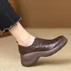 Mocasines de Plataforma Retro Franceses para Mujer 2026 Otoño Nuevos Redondos de Punta Boca Profunda Zapatos de Una Sola Pieza Plataforma de Tacón Alto Suela Gruesa Mocasines