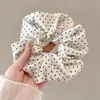 Scrunchie lenço quadrado estilo pastoral francês para meninas e crianças, elástico de cabelo doce com laço para coques, acessório de cabelo