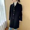 Nuevo abrigo de lana de doble cara de corte entallado para otoño e invierno para mujer, con cuello Peter Pan, de longitud media, de un solo botón, elegante y versátil