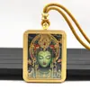 Tangka de Acero de Titanio Dorado Pintado a Mano Parcial, Tara Verde, Tara Blanca, Buda de la Medicina Tangka, Amuleto de Buda Portátil, Productos Culturales y Creativos de Templos