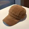 Gorra de Béisbol de Cuero Mate Moda Chocolate Ecuestre 26 Otoño Invierno Gorra Plana Retro Estilo Coreano Versátil para Adelgazar la Cara