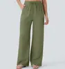 Pantalones casuales de lino de pierna ancha de cintura alta con cordón y bolsillo lateral Amazon 2026, pantalones de playa anchos y fluidos con cintura elástica