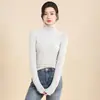 Suéter de tricô com gola alta e forro de fleece, caimento justo, espessado, quente, de manga comprida, adequado para outono e inverno, top versátil e estiloso para usar como base