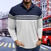 Camisas polo de rayas estampadas para hombre, estilo europeo y americano, para otoño e invierno, de manga larga, para exportación