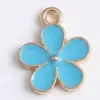 Aa-9 Hecho a Mano 9 Colores DIY Flor Aleación Esmalte Colgante Pulsera Collar Encanto Joyería Llavero Aretes