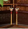 Pendientes de Mariposa Dorados con Perla Roja del Sur Estilo Chino Antiguo de Alta Venta Transfronteriza para Mujer Pendientes Largos con Borla Retro de Lujo Ligero