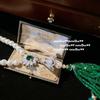 Guangchi Ágata Verde Borboleta Pérola Colar Tahiti Deep Sea Bead Esmeralda Birdcage Pérola Camisola Cadeia