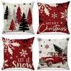 Conjunto de fronhas estampadas de Natal mais vendido da Amazon, decoração de festa de fim de ano de quatro peças para almofadas de sofá da sala de estar