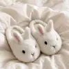 Chinelos de Algodão Desenho de Coelho Fofo Feminino Inverno Quente Com Veludo Extra Chinelos de Algodão para Casa Solado Grosso Chinelos de Pelúcia Internos Feminino