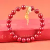 Pulseira de Cinábrio Mineral Cru do Ano do Cavalo para Mulheres, Pulseira Genuína de Pônei para Mulheres, Contas de Transferência do Ano de Nascimento, Presentes de Areia Dourada Roxa Atacado