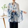 2024 Novo Xale com Fivela Estilo Étnico Protetor Solar Feminino Lenço Estilo Chinês Lenço Estampado de Nepal Elegante para Mãe