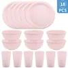 Juego de Vajilla Infantil Transfronterizo con Taza de Agua, Plato y Bol, Cuchillo, Tenedor, Cuchara, Plato y Plato de Plástico Colorido, Set de 30 Piezas para Exteriores