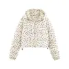 Moda feminina transfronteiriça ZA, nova coleção outono/inverno 2026, estilo europeu e americano, quente, jaqueta curta de algodão de três cores com bolinhas para mulheres