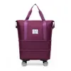 Bolsa Fitness Viagem de Negócios Dupla Camada Expansível Grande Capacidade Bolsa de Bagagem Armazenamento Rodas Universais Separação Seco e Molhado Bolsa para Viagem Curta