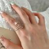Anillo de tres capas de perla de agua dulce de plata de ley s925 para mujer, diseño minimalista de nicho Ins, anillo abierto de línea irregular