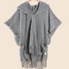Xale de Viagem Tricotado Feminino Outono e Inverno Xale Camisa com Capuz Boêmio de Tricô com Botão e Franja Yunnan Lijiang