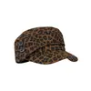 Chapéu Equestre Botão Xadrez Bolinhas Estampa de Leopardo Retrô Chapéu de Aba Reta Versátil Nicho Outono Inicial Feminino Chapéu de Topo Reto Fashion