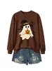 Amazon eBay loja independente fofa e divertida da moda feminina outono e inverno estampa de leopardo bruxo fantasma morcego moletom para exportação