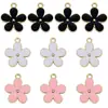 Colgante de Flor Doble Cara con Goteo de Aceite 23*20mm Encanto de Flor Pequeña Pulsera DIY Collar Llavero Aleación Adorno de Flor de Cerezo