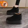 Botas Cortas Cálidas de Borrego Grueso con Suela Gruesa, de Moda Casual Versátil de Caña Baja, con Cierre Trasero, Invierno 2026, Botas de Moda para Mujer