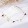 Pulsera de Plata Esterlina S925 Serie Sueño Hojas Granate Rojo Pulsera Creativa Coreana Celebrante de Internet Combinable Joyería Fresca Pequeña