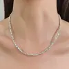Collar de plata roto de alta gama transfronterizo ultra-flash para mujer, cadena de clavícula geométrica de nicho de lujo ligero, cadena para el cuello de temperamento versátil